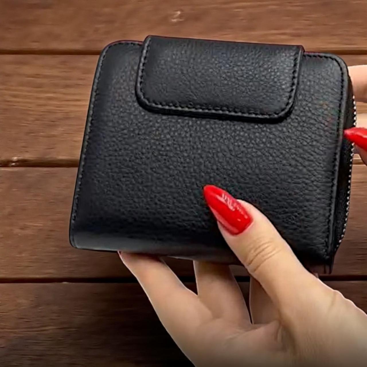 Кошелек кожаный женский в коробке на магните из натуральной кожи 12х10 см Черный (2350867656) - фото 2 Кошелек кожаный женский в коробке на магните из натуральной кожи 12х10 см Черный (2350867656) - фото 2