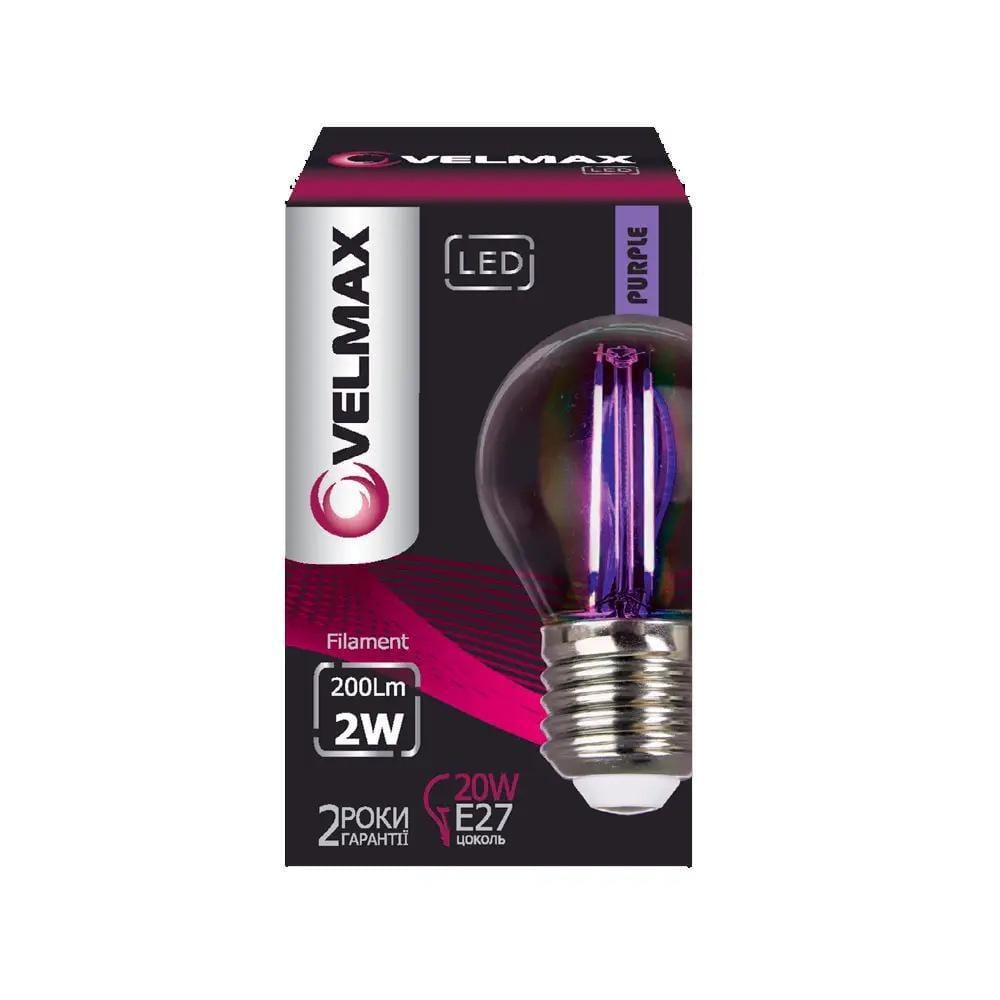 LED-лампа Velmax V-Filament-G45 2W E27 200 Lm Фиолетовый (28686867)