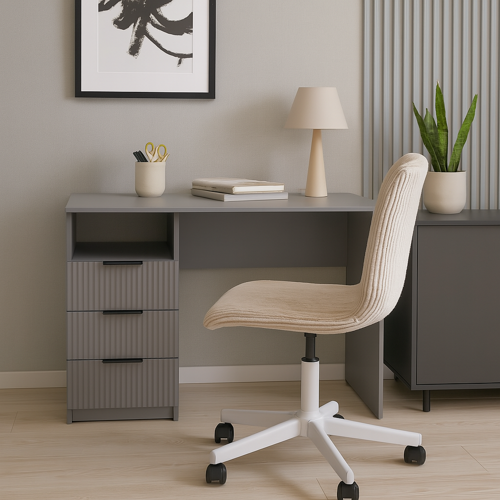 Стол письменный СП1 3Я SENAM 750х1100х500 мм корпус ДСП Серая мышка фасад МДФ краска RAL7004 Серый фрезеровка Плаше Грос