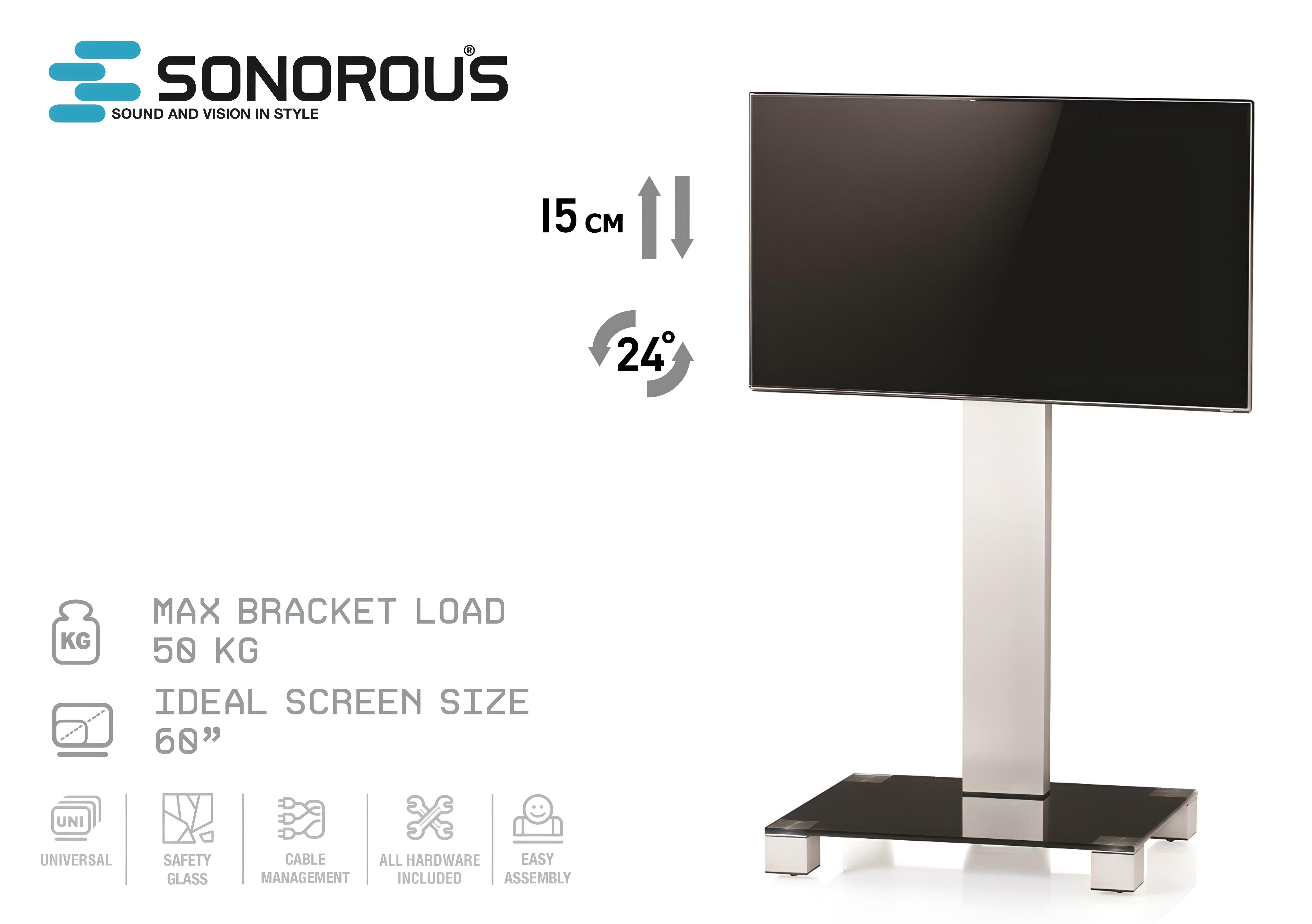 Підставка для телевізора Sonorous PL 2510-B-INX 65x50x116 см Чорний/Сріблястий (2511) - фото 2