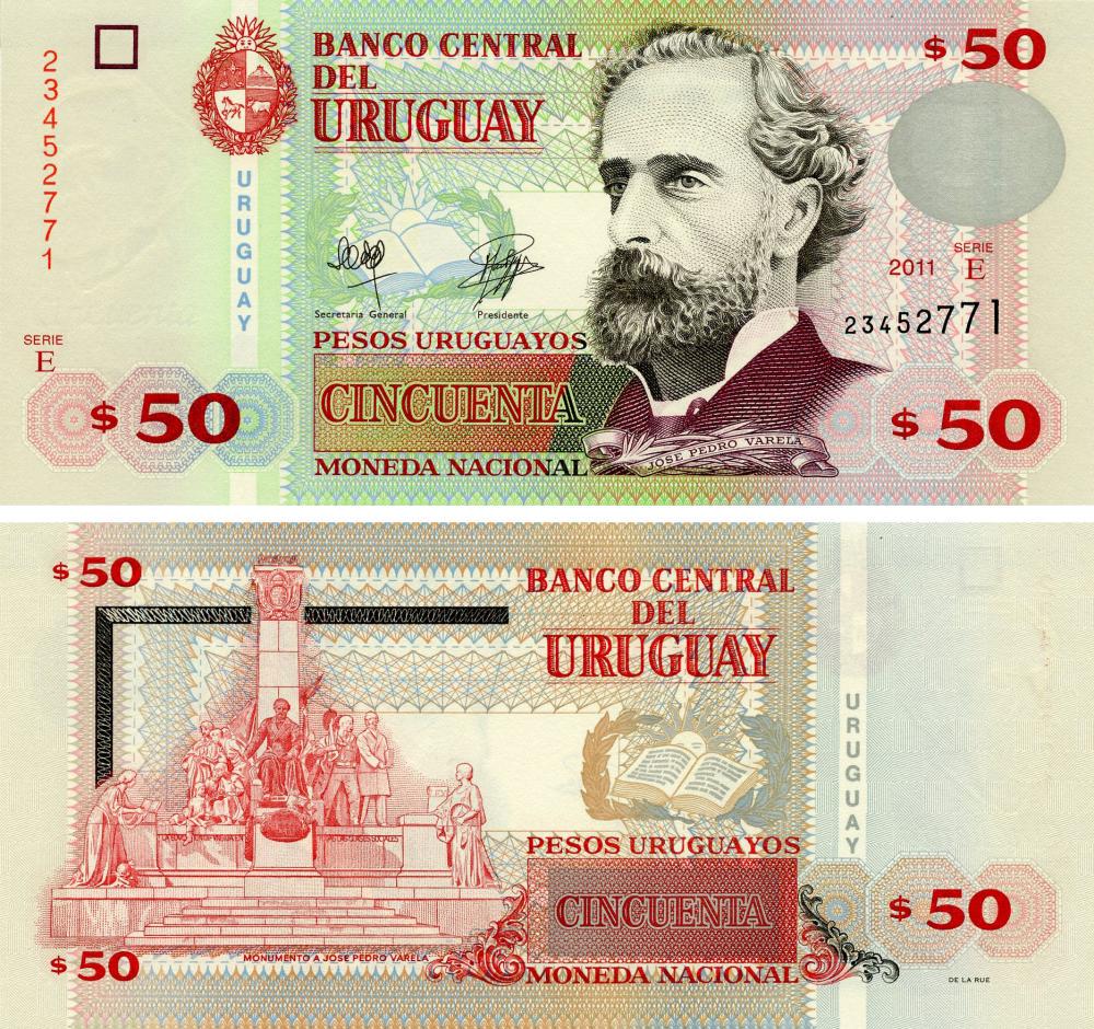 Коллекционная банкнота Уругвай 50 песо 2011 UNC P87b (Б15662)