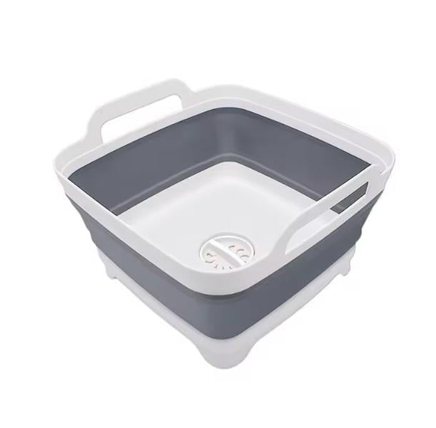 Корзина кухонная складная с клапаном для слива воды 19 л Белая/Серая (ОДКБ-106)