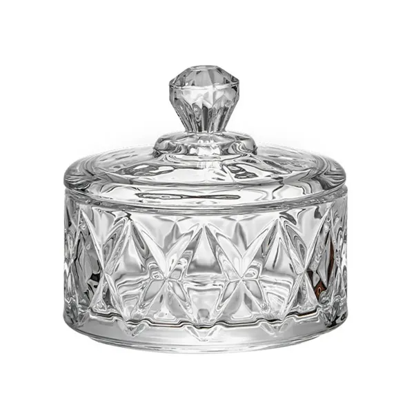 Конфетница с крышкой стеклянная под хрусталь Прозрачный (HP-YH-20)