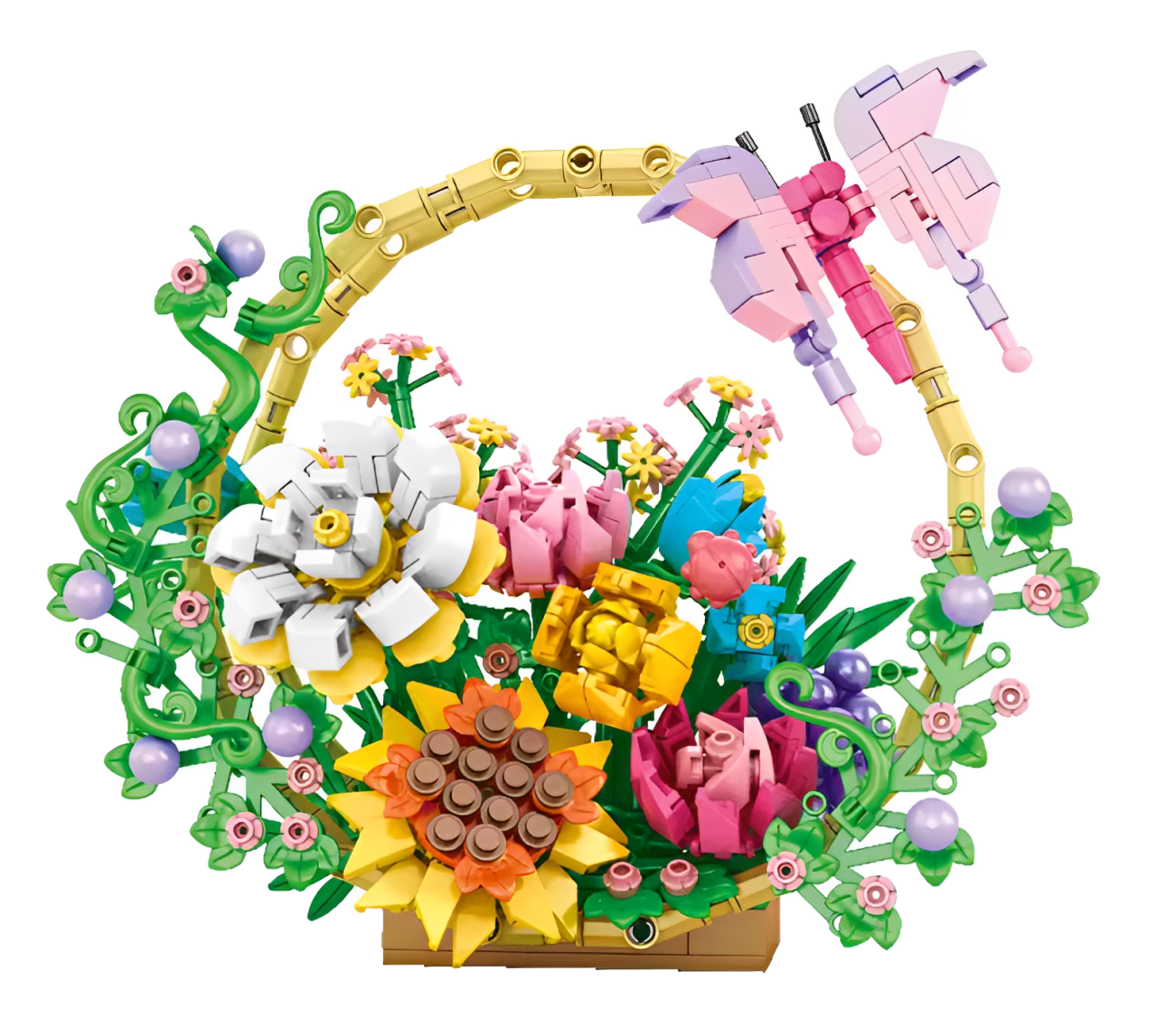 Конструктор детский для девочки Цветы Корзина 641 дет. (22773789)