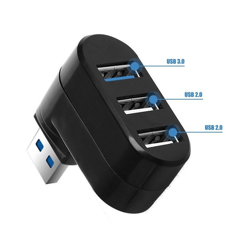 Разветвитель Мини USB 3.0 1хUSB 3.0/2хUSB 2.0 с вращающимся штекером - фото 2