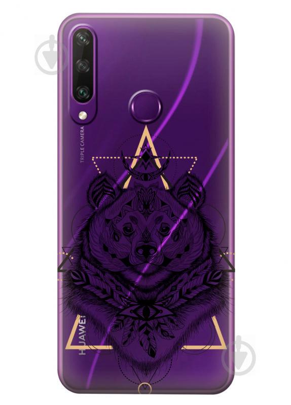 Прозрачный силиконовый чехол iSwag для Huawei Y6p с рисунком - Медведь индеец (KS2359)
