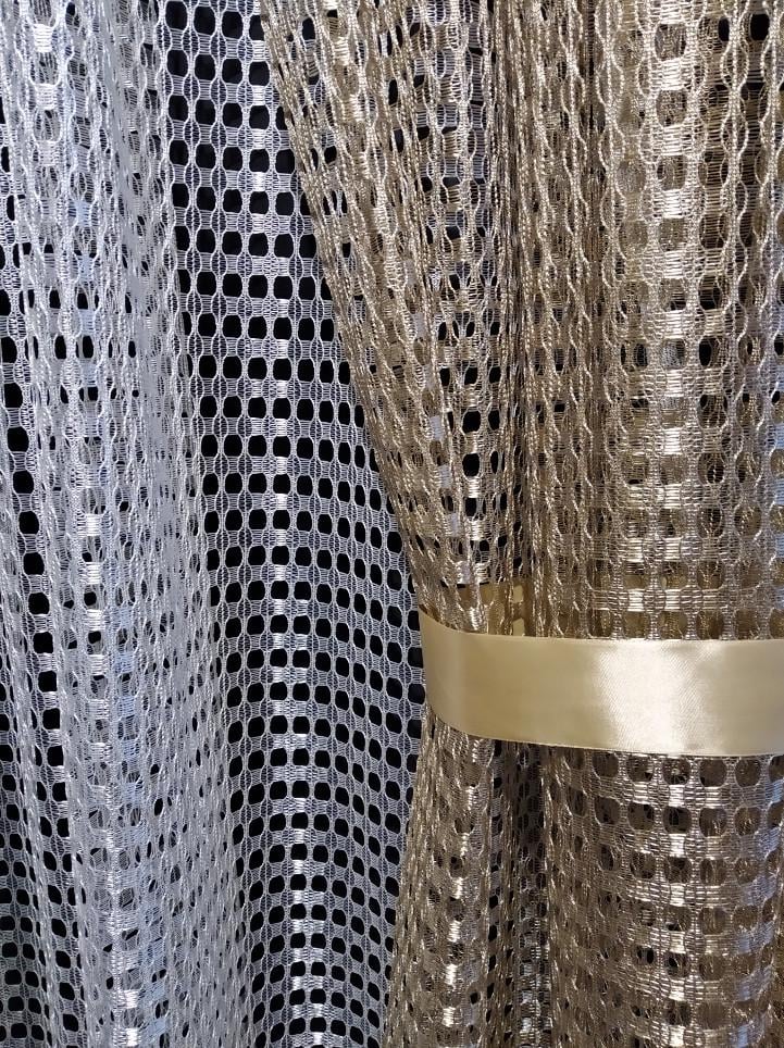 Гардина Сітка кубик зі шторками та підв'язками 440х175 см Бежевий з білим (ч-02) - фото 4