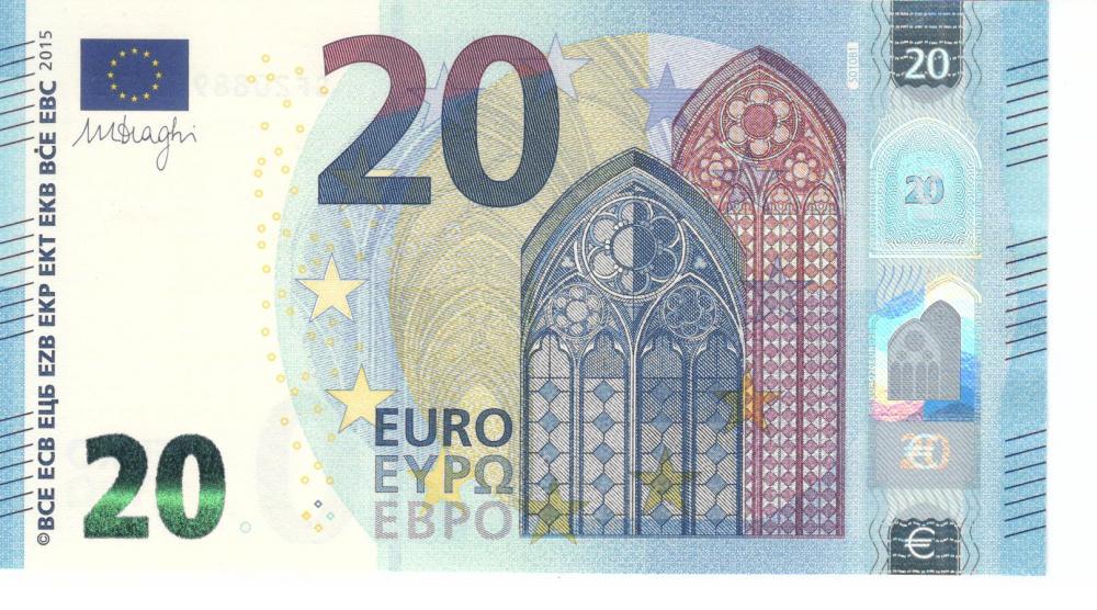 Коллекционная банкнота Италия 20 евро 2015 SF S010 UNC (Б06776)