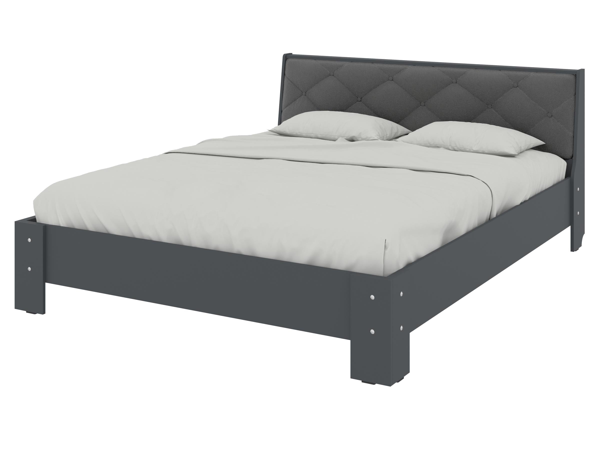 Кровать двуспальная PEHOTIN Кровать-160 Моника 160x200 см Антрацит/Серый VIP (PN-101002)