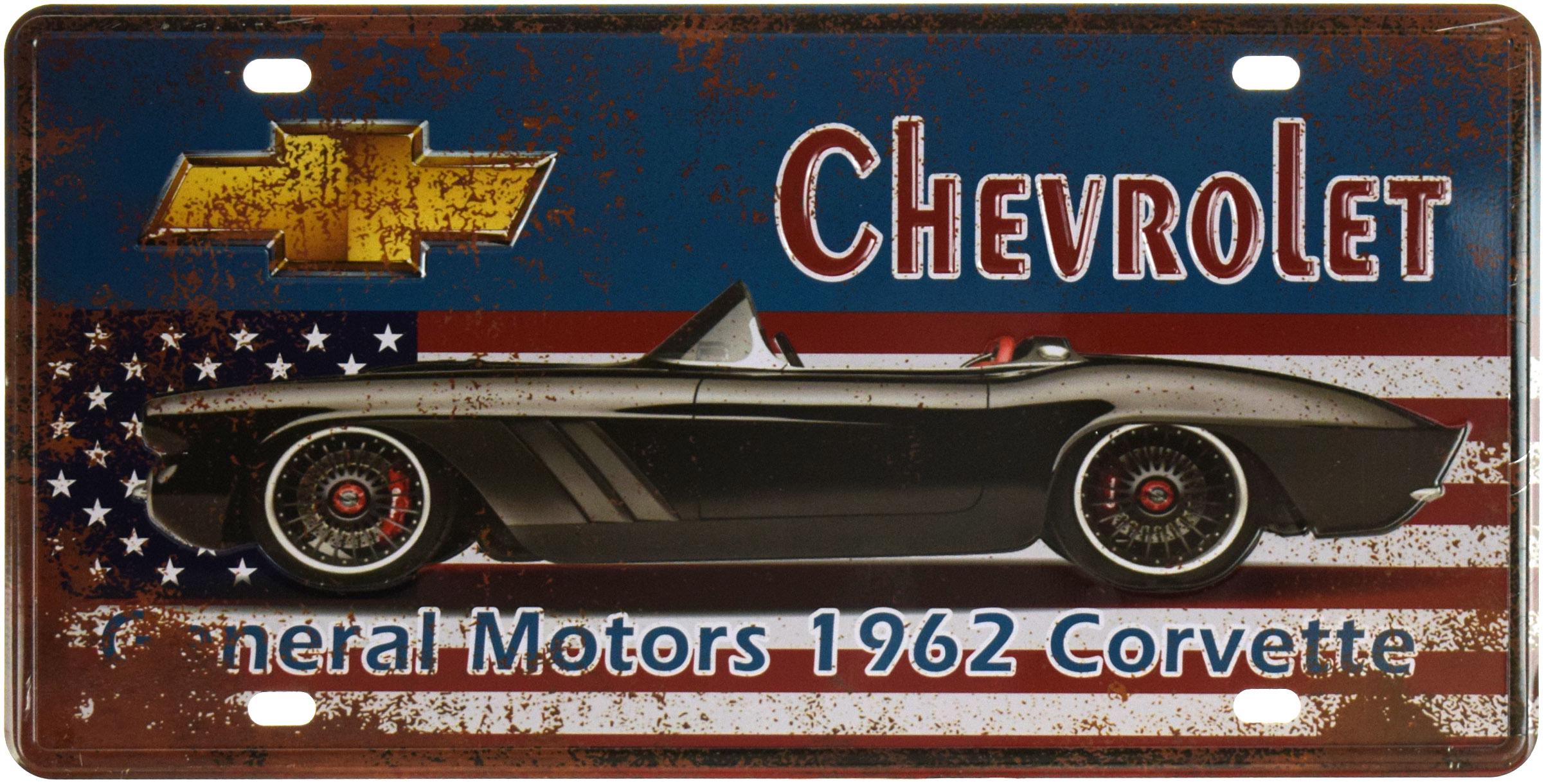 Табличка металлическая Chevrolet General Motors 1962 Corvette 15x30 см Табличка металлическая Chevrolet General Motors 1962 Corvette 15x30 см