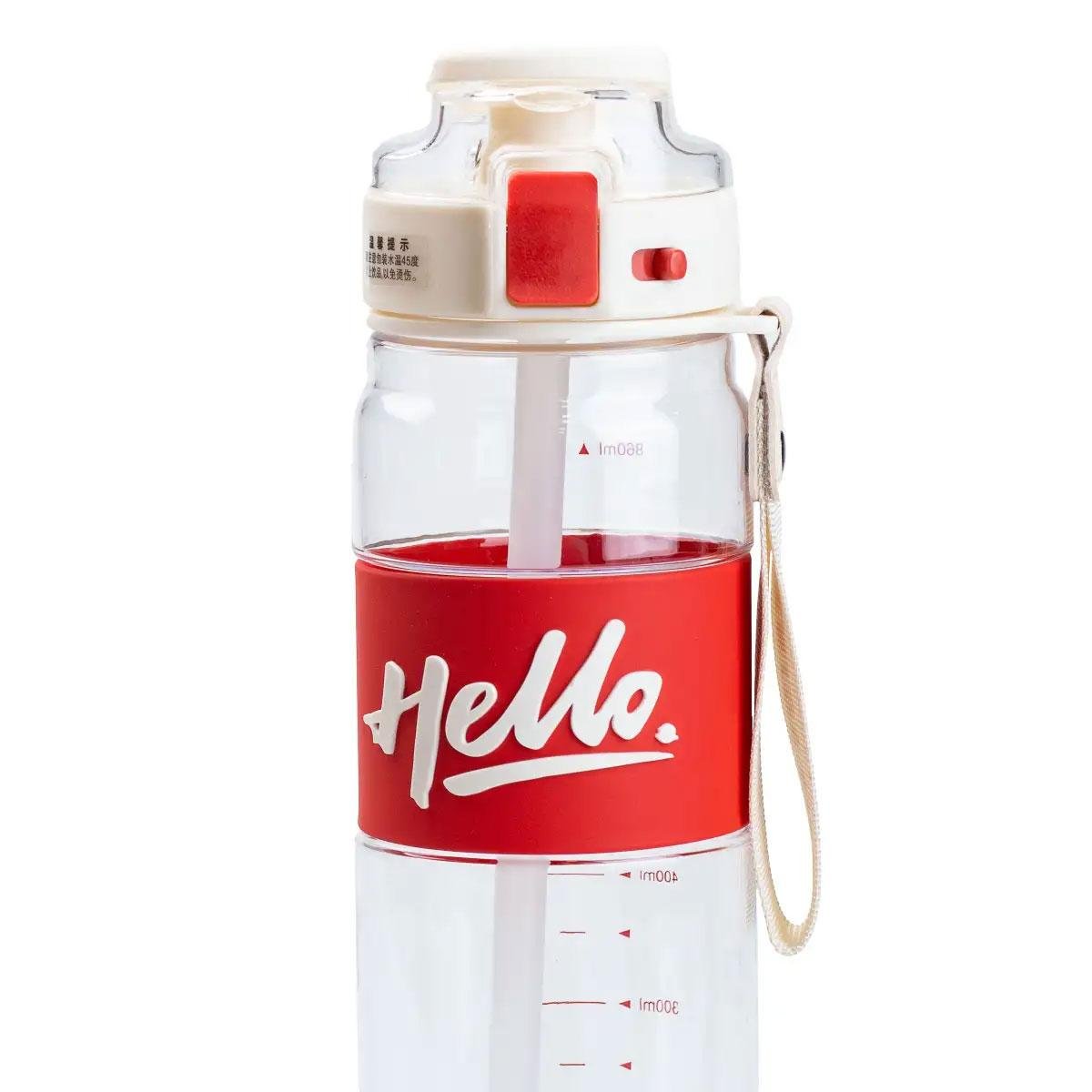 Пляшка для води тритан з ремінцем і ручкою 860 мл Червоний (HP17303R) - фото 4