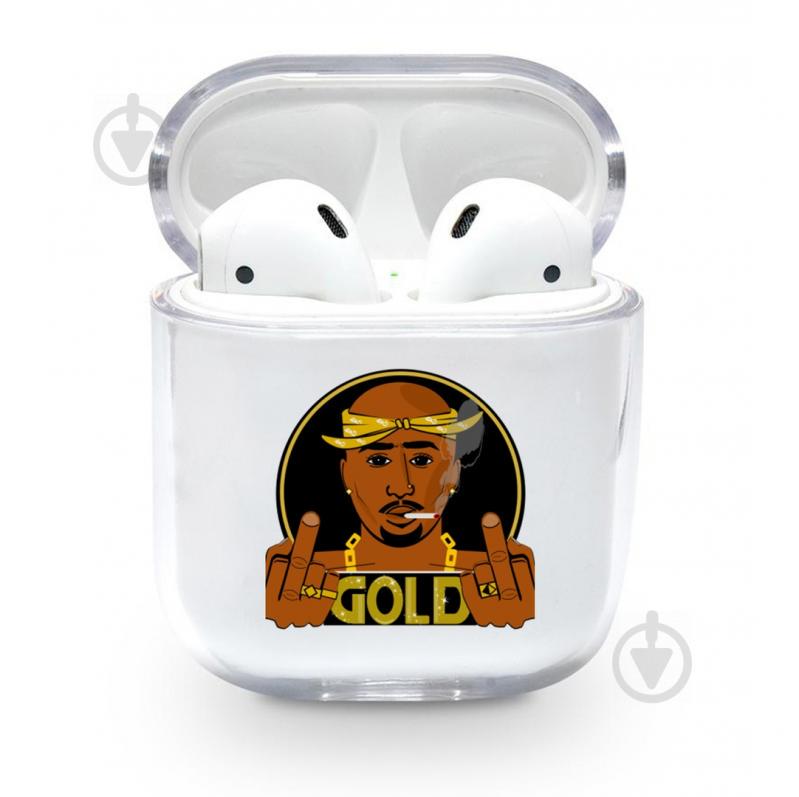 Прозрачный силиконовый чехол Apple AirPods с рисунком - 2Pac (KAP1157)