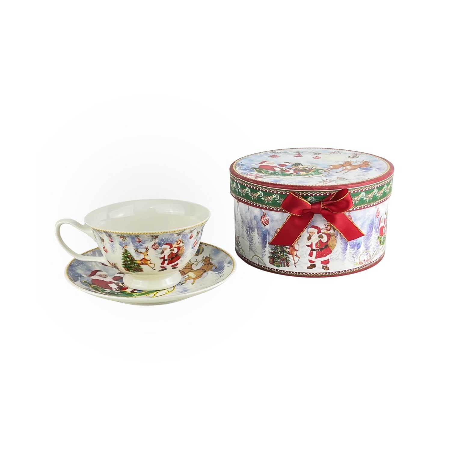 Набор Санта в санях LC014/209 керамика чашки 180 мл и новогоднего блюдца
