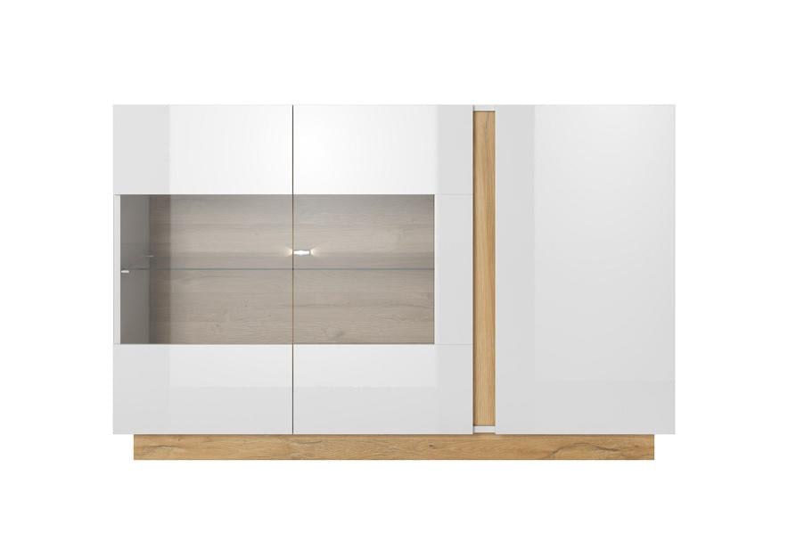 Комод з вітриною Perfect Home Arco 3D2W/138 3-дверний Білий глянець/Дуб грандсон (PFH-091034) - фото 3 Комод з вітриною Perfect Home Arco 3D2W/138 3-дверний Білий глянець/Дуб грандсон (PFH-091034) - фото 3