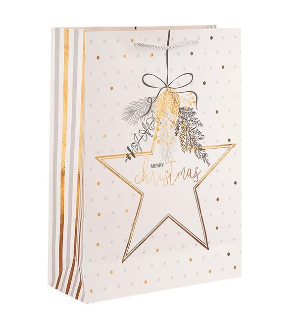 Новогодний пакет Рождественская звезда 30х41,5х12 см (10583) - фото 1 Новогодний пакет Рождественская звезда 30х41,5х12 см (10583) - фото 1
