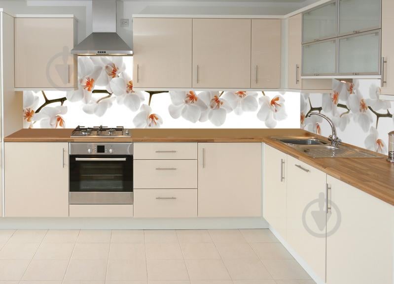 Кухонный фартук  Zatarga Орхидея 02 600х2500 мм Белый (Z180116)