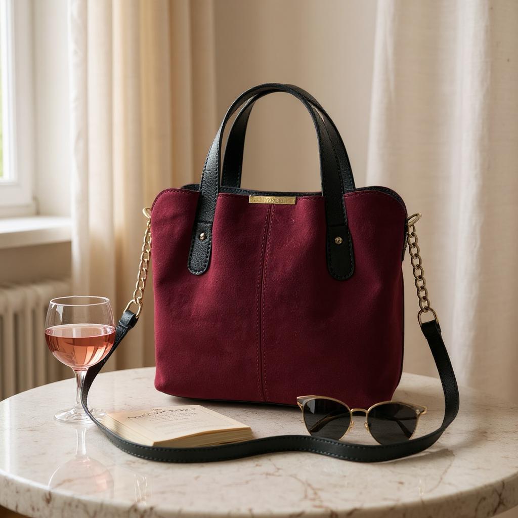 Сумка стильная женская вместительная через плечо с плечевым ремнем Бордовый - фото 2 Сумка стильная женская вместительная через плечо с плечевым ремнем Бордовый - фото 2