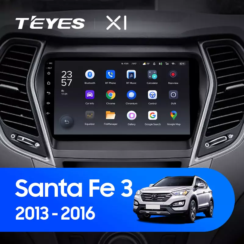 Автомагнітола штатна Teyes для Hyundai Santa Fe 3 2013-2016 Android X1 2+32G Wi-Fi варіант A (1659598529) - фото 3