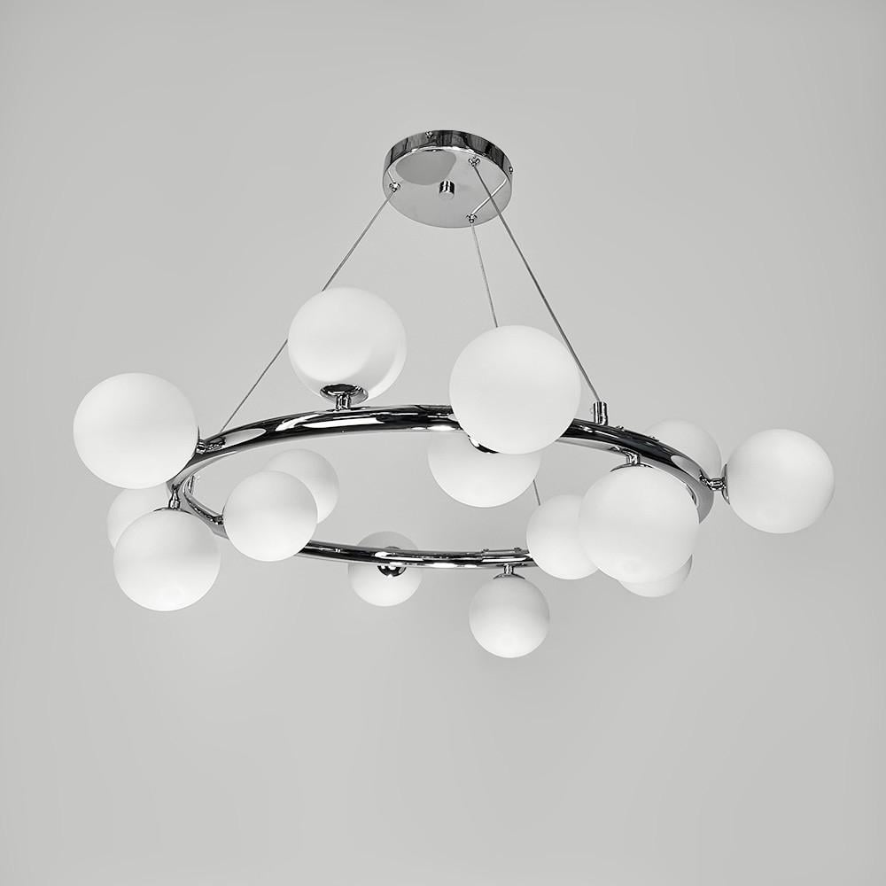 Люстра кільцева з 15 білими плафонами Ø 75 см Хром (SG48/15 CH+WT)