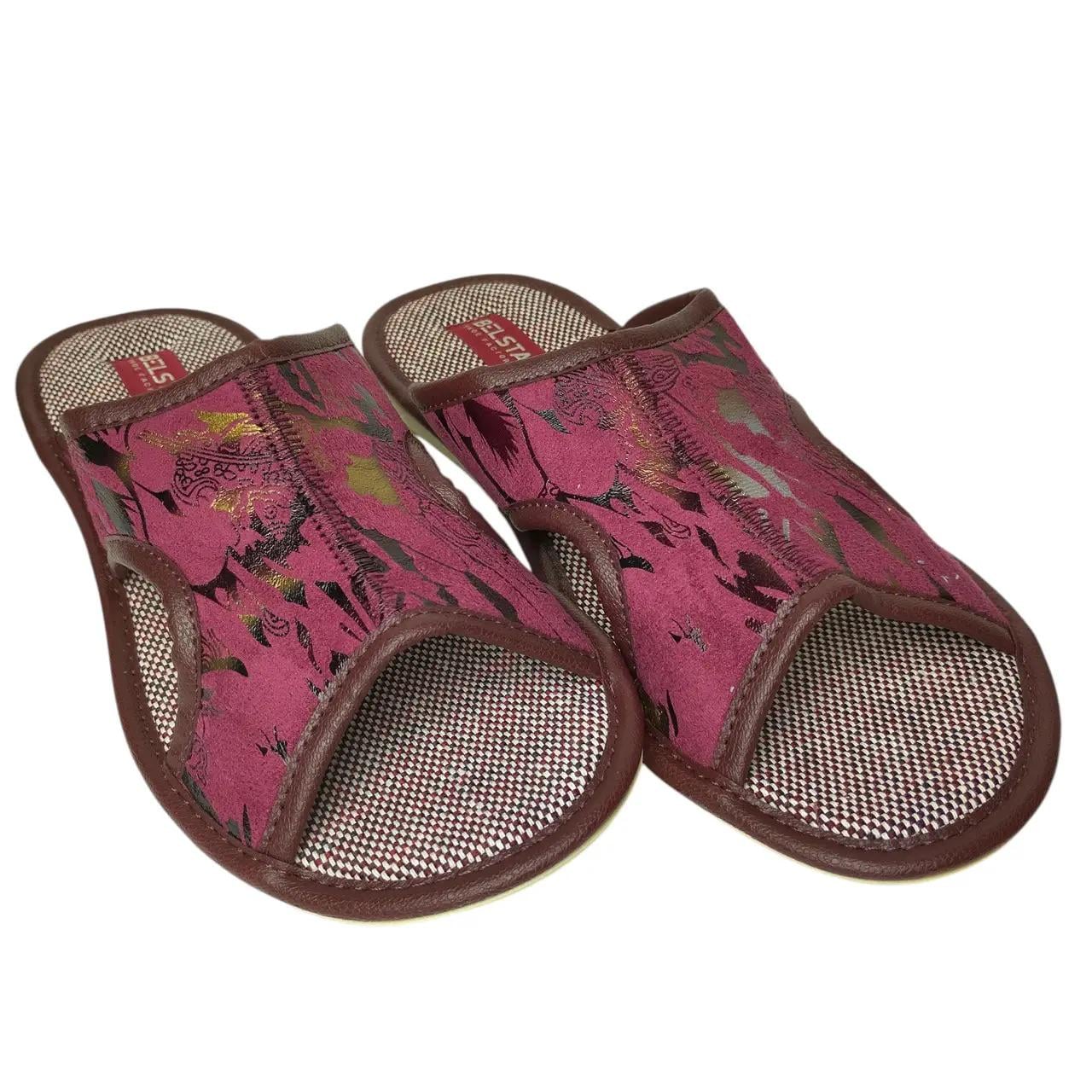 Домашние тапочки женские Белста открытые текстильные р. 38 24,5 см Бордовый (33252660)