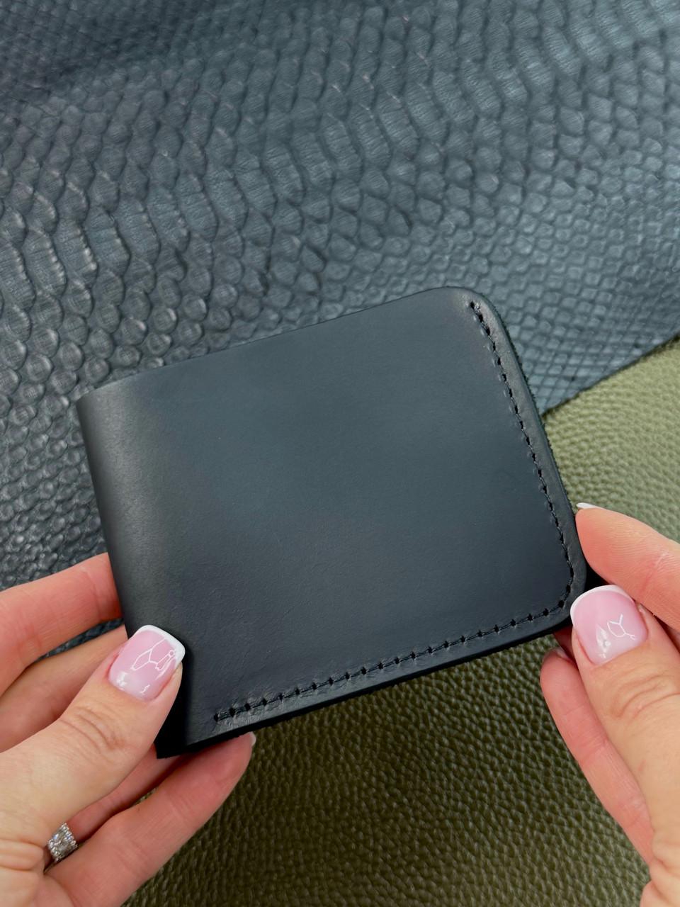 Гаманець-біфолд чоловічий з натуральної шкіри Чорний (2576234731)