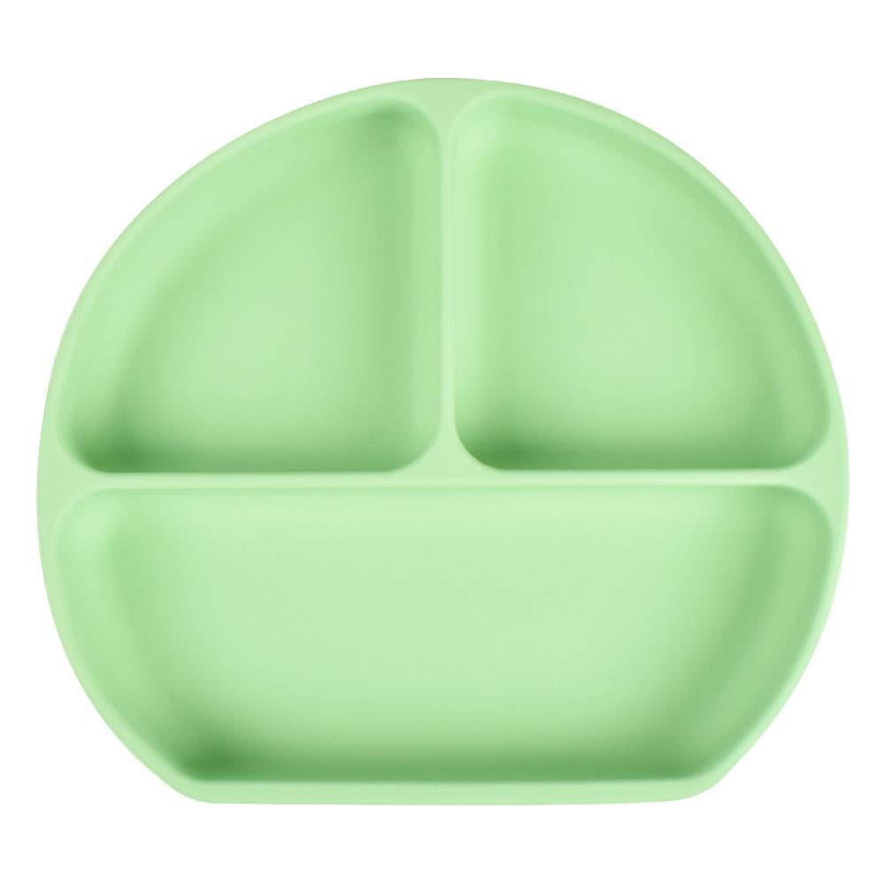 Тарелка силиконовая секционная на присоске с приборами Светло-зеленый - фото 2