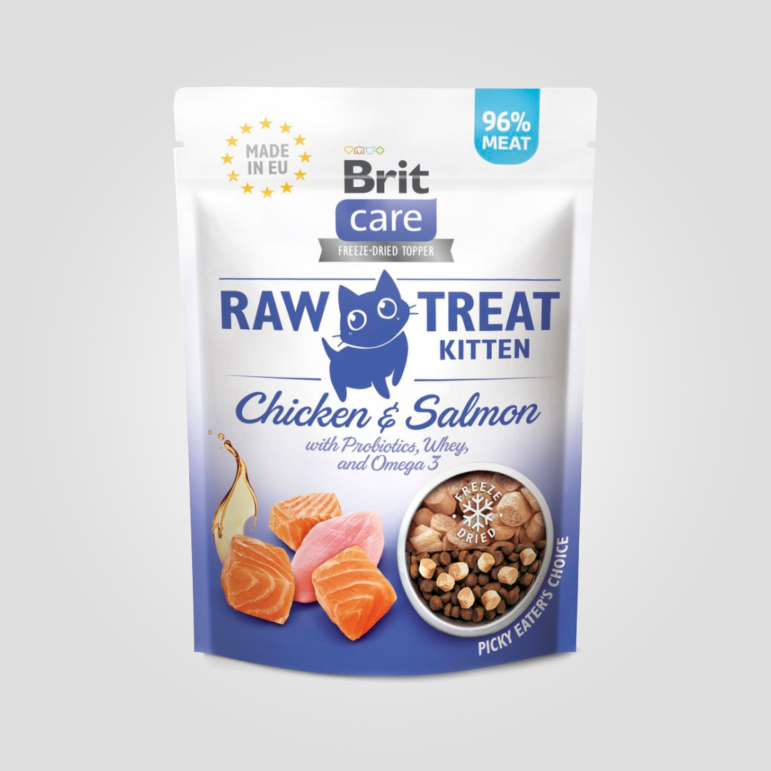 Ласощі для кошенят Brit Raw Treat Kitten Freeze-dried з куркою і лососем 40 г (2224645090)