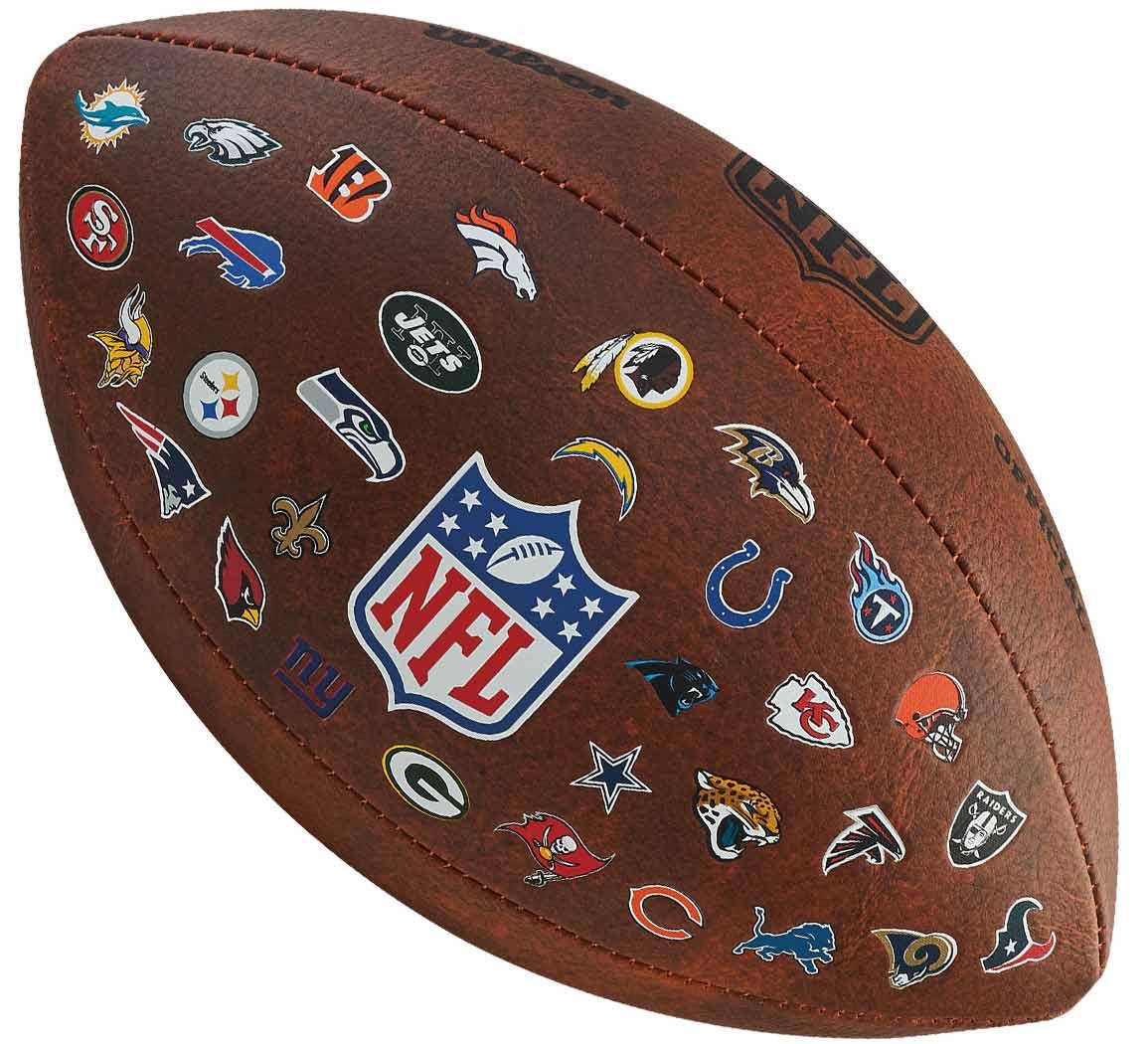 Мяч для американского футбола Wilson NFL Official Throwback 32 Team Logo Ball (11304_143)