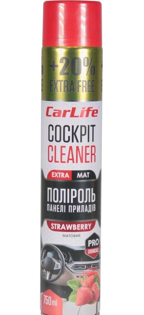 Полироль для пластика CarLife Cockpit Cleaner Extra Mat Strawberry 750 мл (CF773)