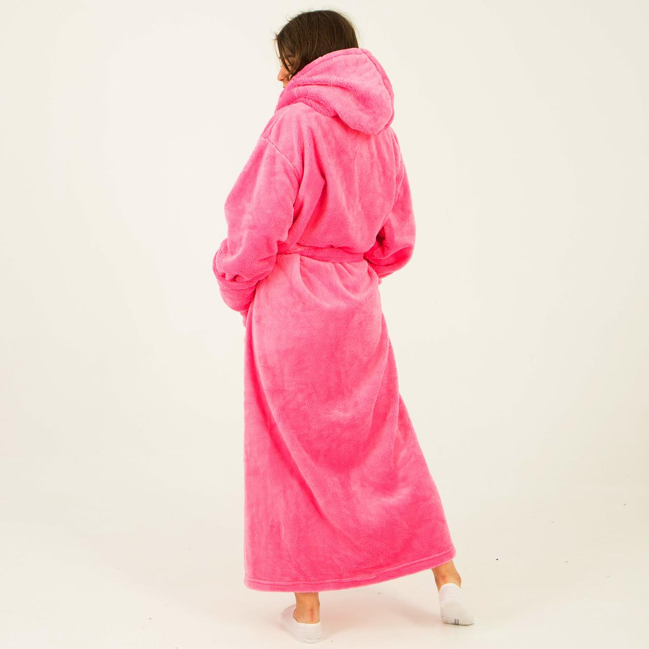 Халат женский на запах с капюшоном махровый 2 кармана L Розовый (50) - фото 7 Халат женский на запах с капюшоном махровый 2 кармана L Розовый (50) - фото 7