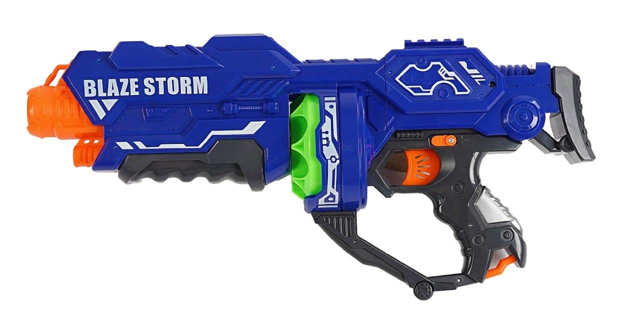 Автомат Blaze Storm пусковой механизм на батарейках 12 мягких пуль Blue (85103)