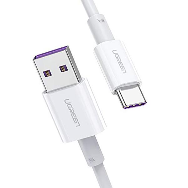 Кабель USB для быстрой зарядки мобильных устройств Type-C Ugreen US253 60727 5A 1 м Белый (1188313064)