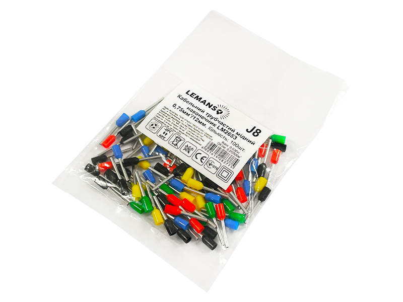 Наконечники кабельные трубчатые Lemanso LM2653 0,75 кв. мм 12 мм 100 шт. (8632)