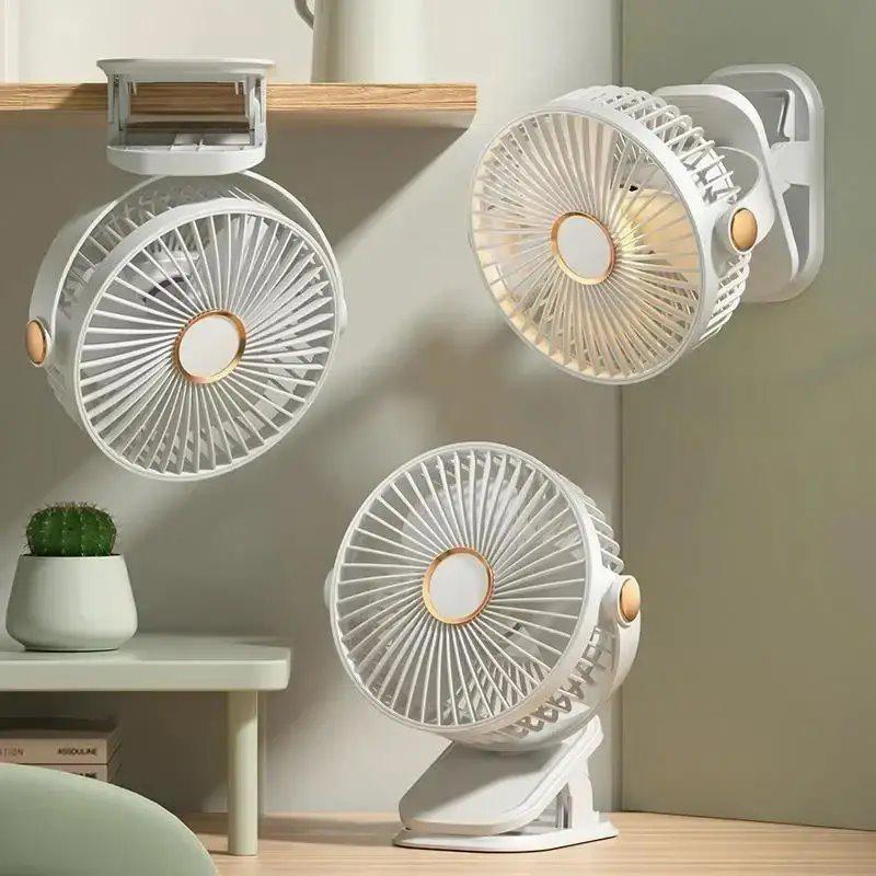 Вентилятор настольный на прищепке Multi functional clip fun 360° аккумуляторный 3 скорости с USB зарядкой Белый - фото 4