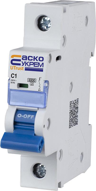 Автоматичний вимикач модульний АСКО-УКРЕМ UTrust 1р 1А С 6 kА (A0010210044)