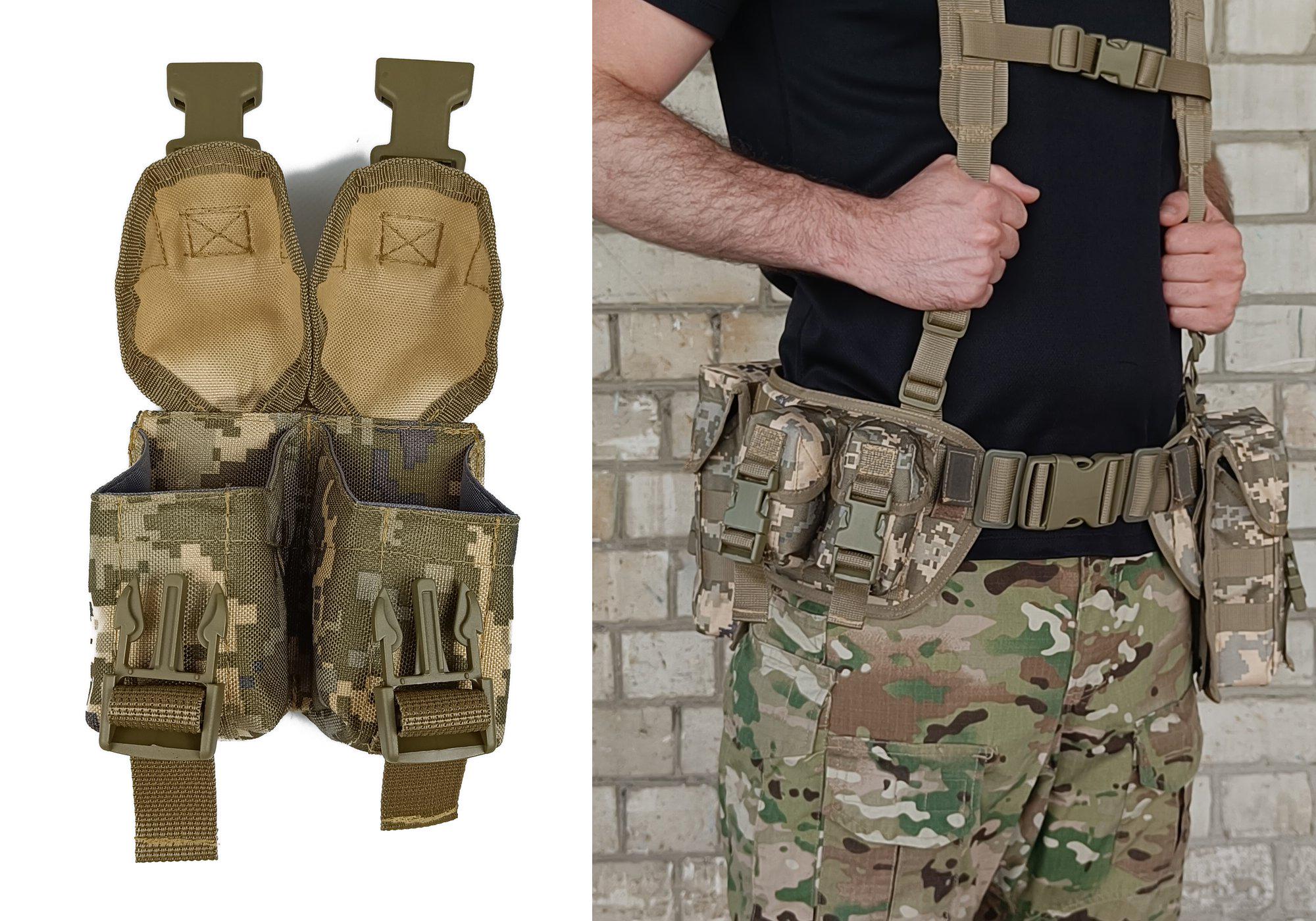 Підсумок подвійний для гранат MOLLE PA m4 12х12х6 см Піксель ММ14 (РПС EFPAPX25) - фото 2