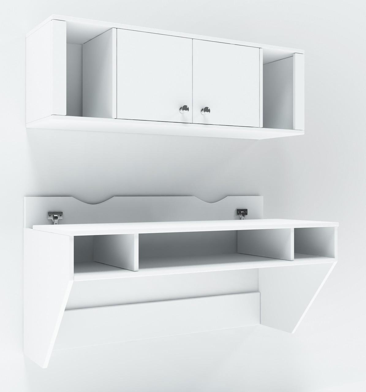 Стіл комп'ютерний навісний Zeus Comfy Home AirTable II Kit WT ламінована ДСП Білий (27306) - фото 2