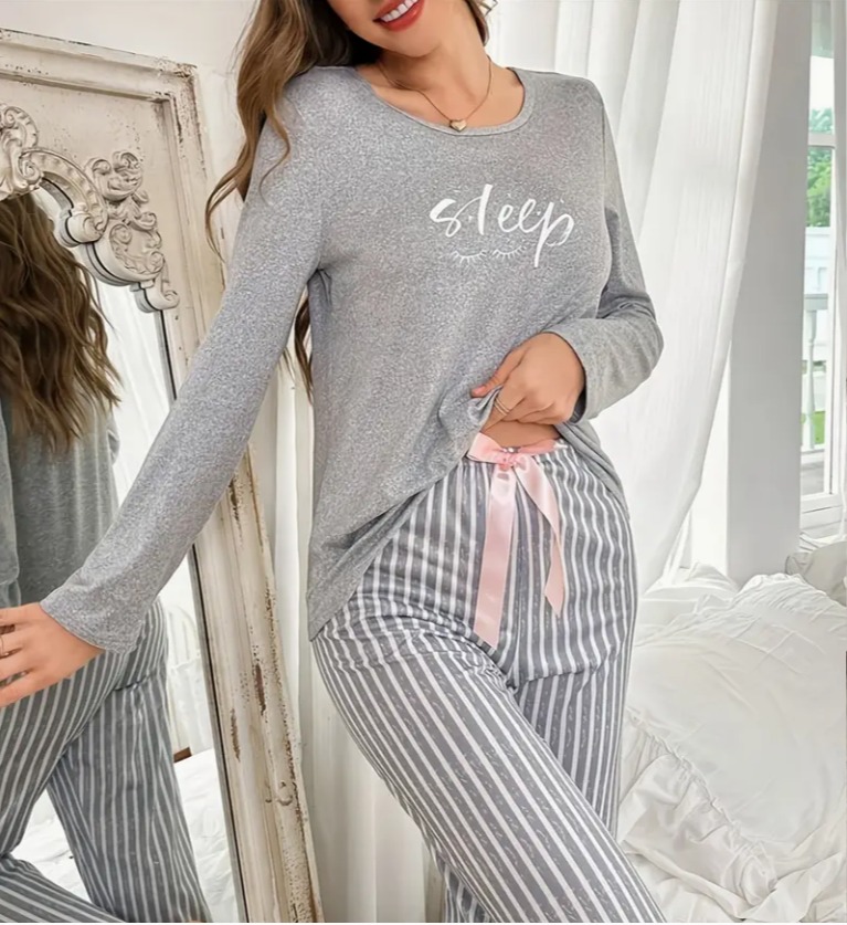 Піжама жіноча з принтом футболка з довгим рукавом/брюки м'який трикотаж L (1322/3) - фото 5 Піжама жіноча з принтом футболка з довгим рукавом/брюки м'який трикотаж L (1322/3) - фото 5