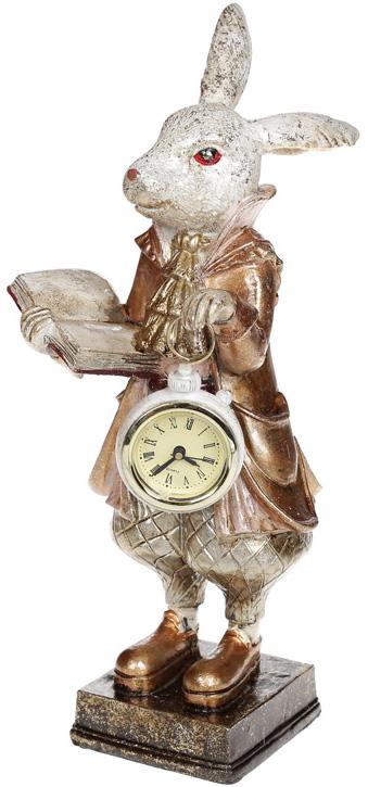 Статуэтка с часами Кролик с книгой 14,5х14х32 см в золотом (BD-419-202)