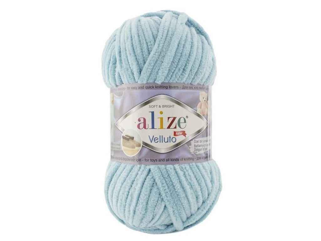 Пряжа Alize Velluto 100% микрополиэстер 100 г 68 м 5 шт. цвет 414 Лазурный (969584)