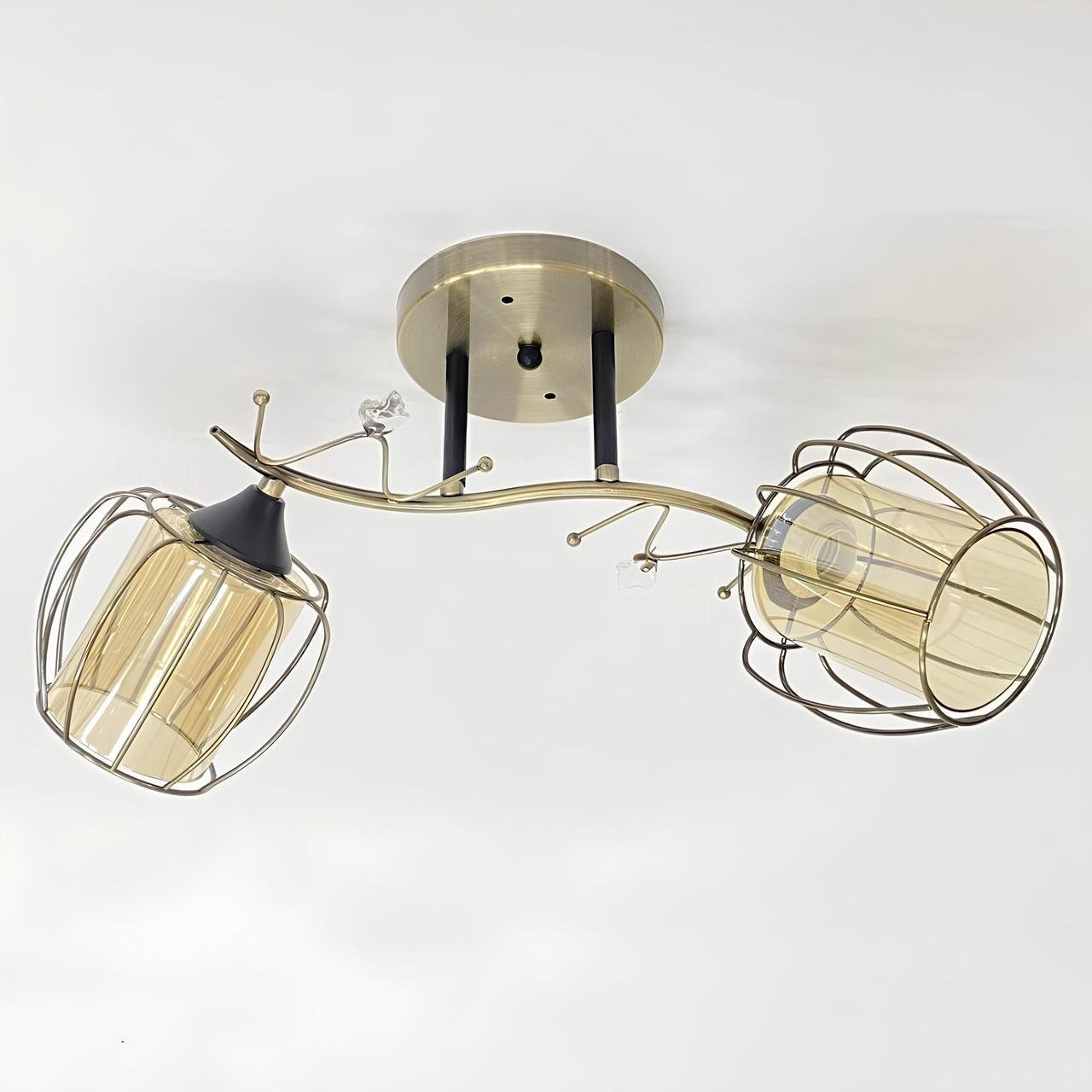 Люстра VALESO на два стеклянных плафона под лампы Е27 Бронзовый/Черный (91186/2)