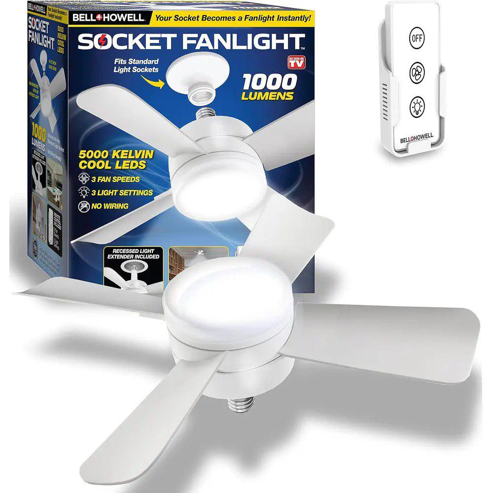 Лампа-вентилятор Socket Fan Light LED в патрон E27 универсальный потолочный 2в1 - фото 2