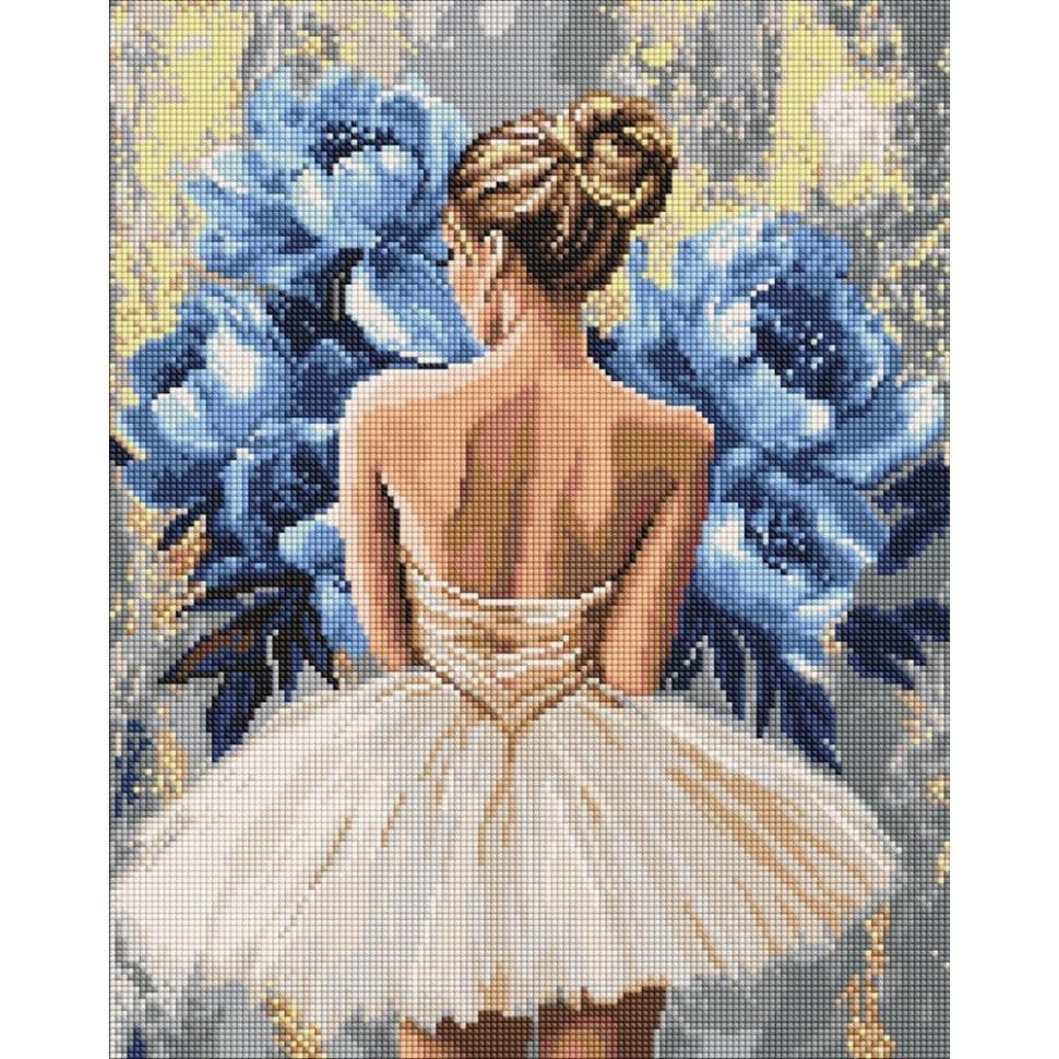 Алмазная мозаика Ideyka Балерина с голубыми пионами 40x50 см (AMO8350)