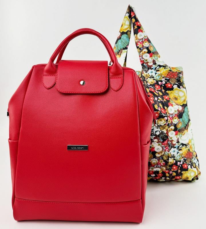 Рюкзак жіночий Alba Soboni з кишенею для ноутбука 15,6" з шопером Червоний (250318)