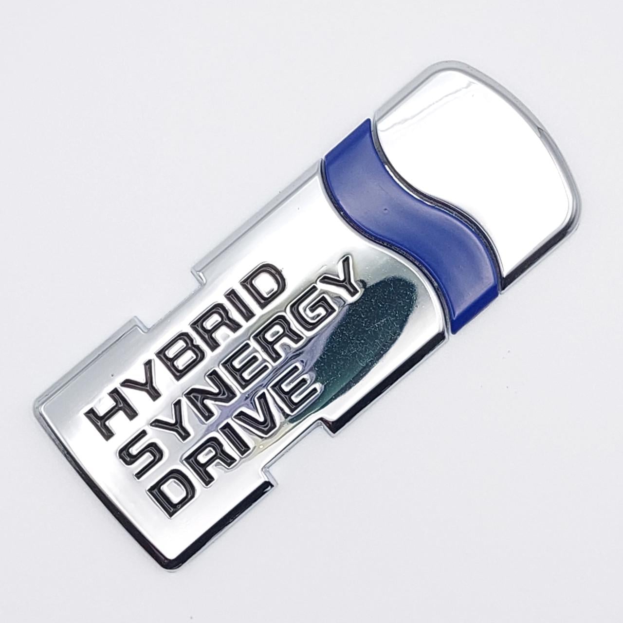 Эмблема Hybrid Synergy Drive Toyota на заднюю часть металл 8,5х3,2 см Хром глянцевый (1812819891)