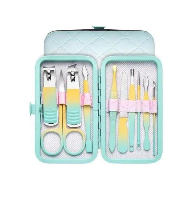 Набор профессиональный для маникюра и педикюра 10 пр. Мятно-желтый (opt-103207)