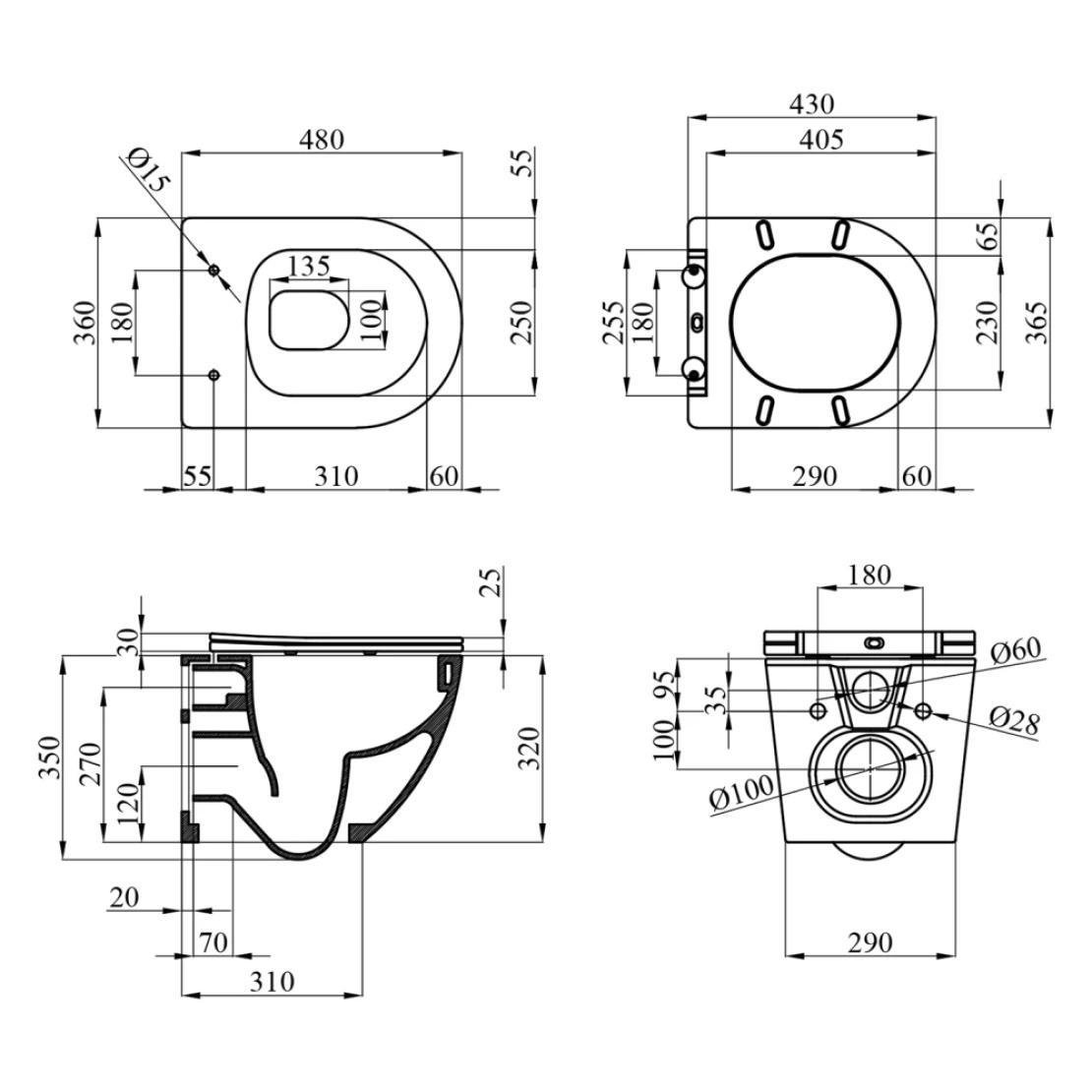Унитаз подвесной Kroner Harz WHI483632 TORNADO безободочный с сиденьем Slim Duroplast 320х365 мм Белый (KE523629WHIR) - фото 12 Унитаз подвесной Kroner Harz WHI483632 TORNADO безободочный с сиденьем Slim Duroplast 320х365 мм Белый (KE523629WHIR) - фото 12