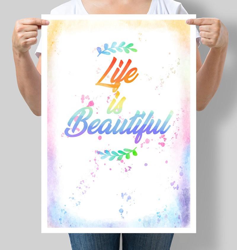 Постер мотивационный Life is Beautiful 30x42 см A3 без рамки (M061_A3)