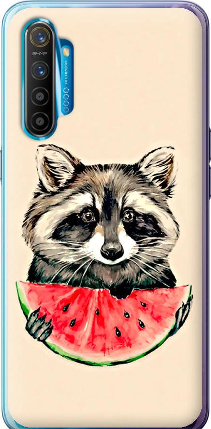 Чехол на Realme XT Енотик с арбузом (4605u-1868-42517)
