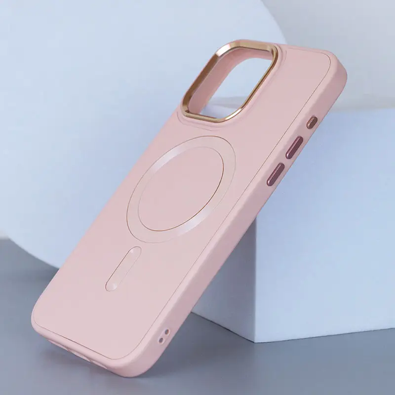 Шкіряний чохол Bonbon Leather Metal Style with MagSafe для Apple iPhone 15 Pro Max (6.7") Рожевий | Light pink - фото 3